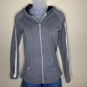 Athletic Hoodie Track Jacket Gray with Silver Accents Activewear Gym